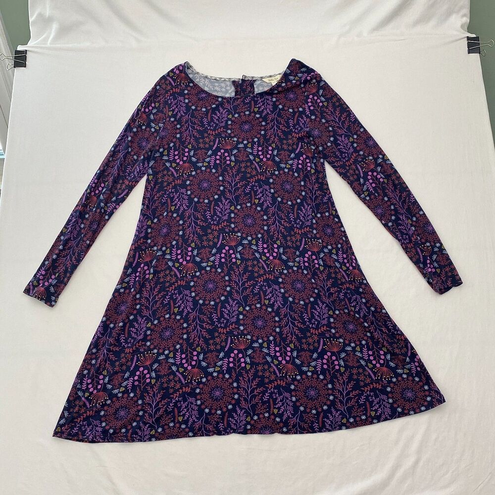Matilda Jane Floral Dress Long Sleeve Knee Length Womens Large Purple Stretch - Picture 4 of 12